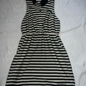 Black and White Striped Sleeveless Dress